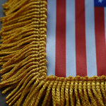 Double Country Puerto Rico/USA Flag Rear View Mirror Mini Banner 4"x 6" with Suction Cup and Double Tassels - ezniceshop